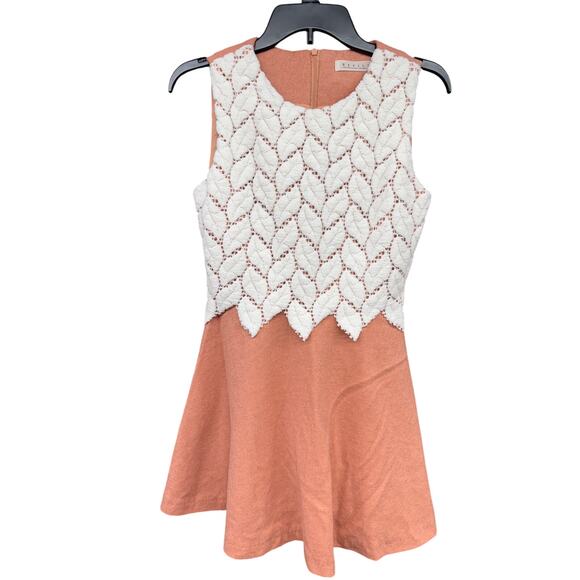 Anthropologie Refill Peach White Leaf Wool Mini Skirt Retro Twee New Girl - Picture 1 of 4